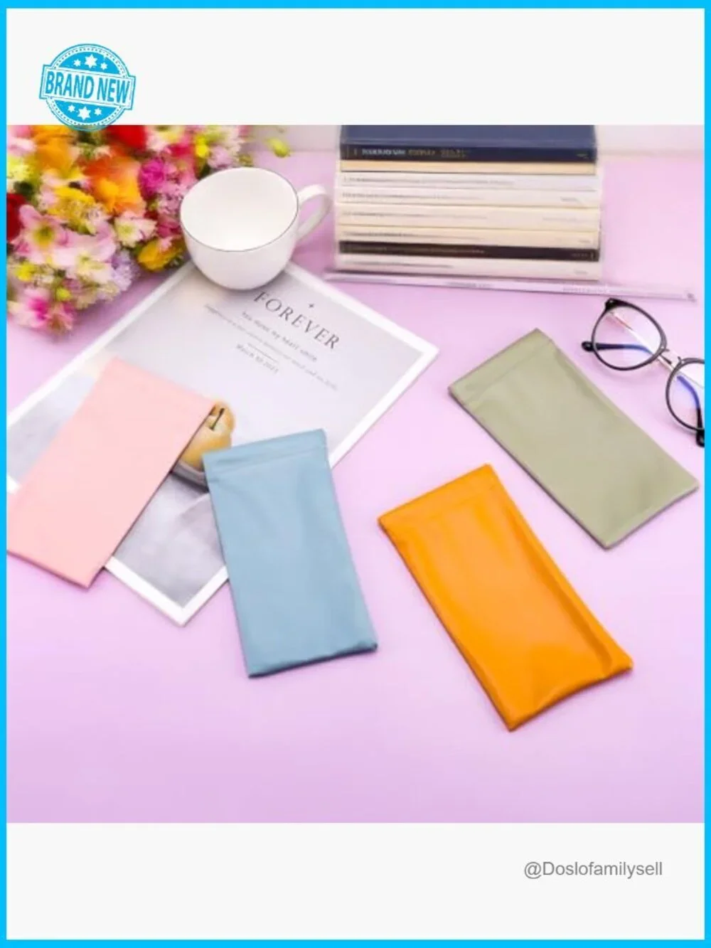 PU Leather Eyeglass Cases Set Spring Closure Portable Organizer Bag Chic